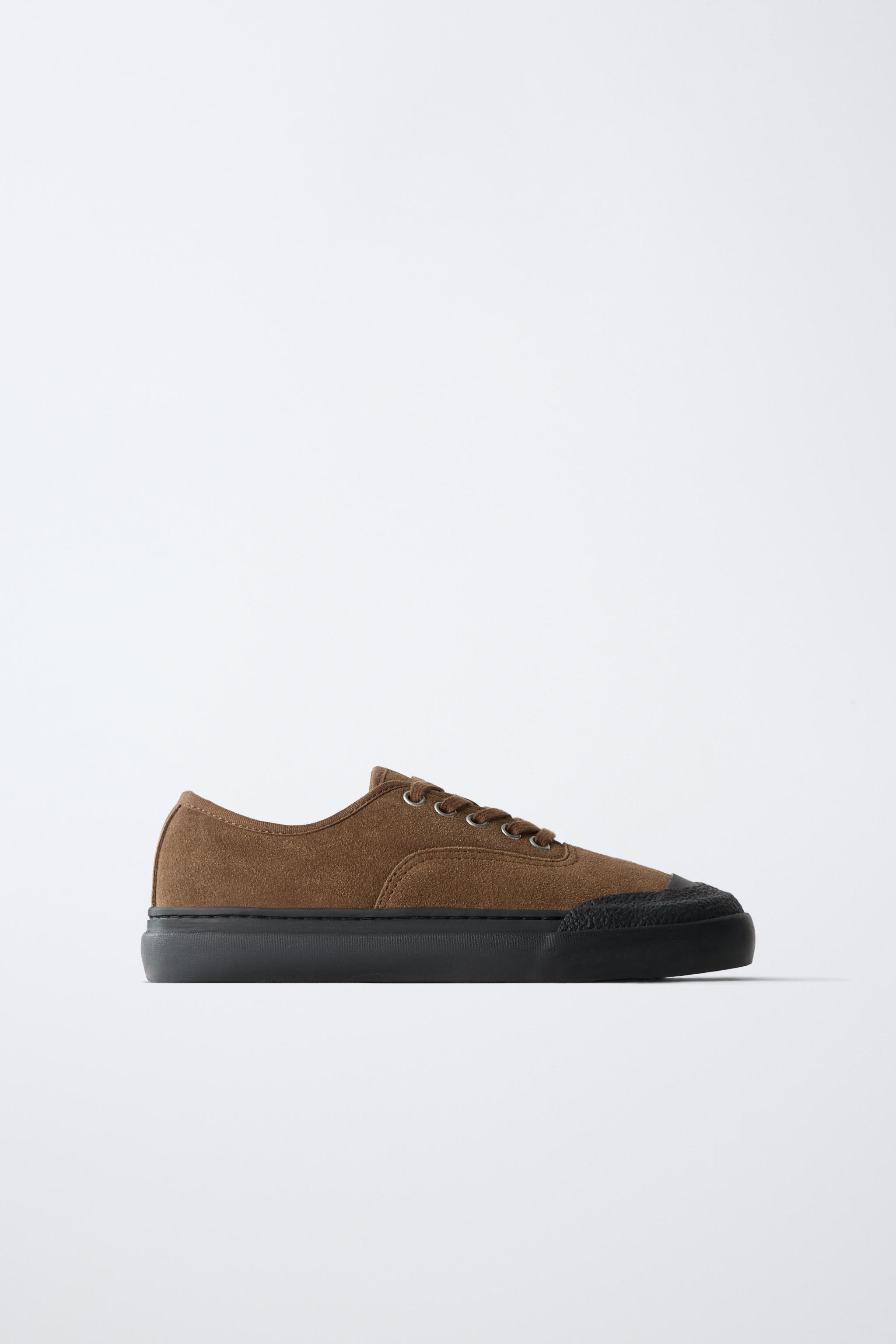 LEATHER SNEAKERS — Brown