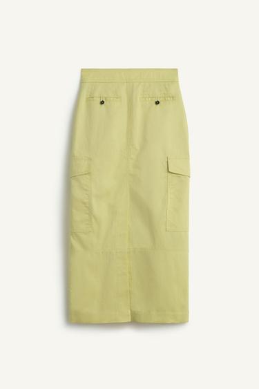 JUPE COTON 16 - Citron vert de Zara - Image 4