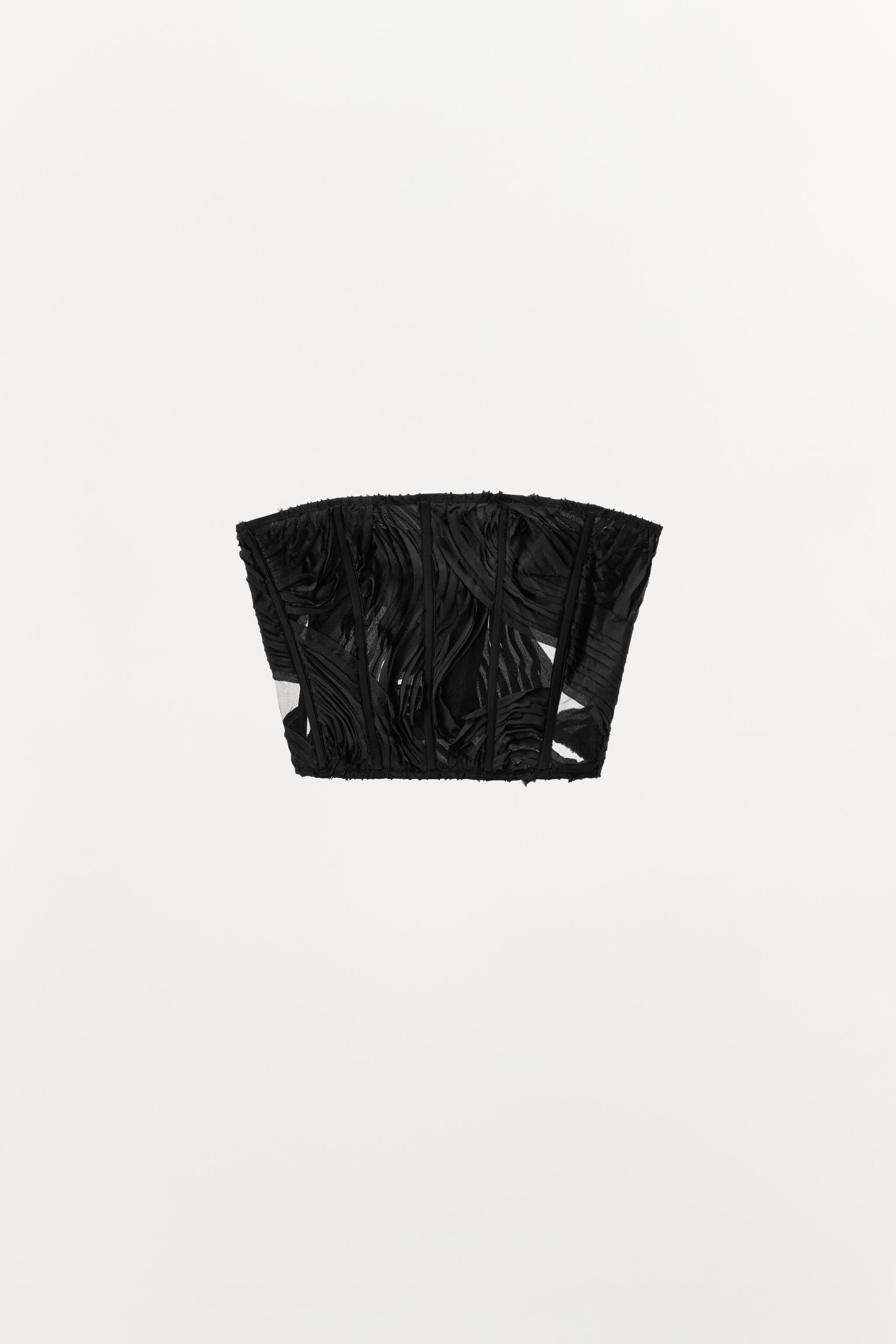 【sahara】Velour Art Print Top TOP GORSETOWY Z TEKSTURĄ Z LIMITOWANEJ EDYCJI - Czarny