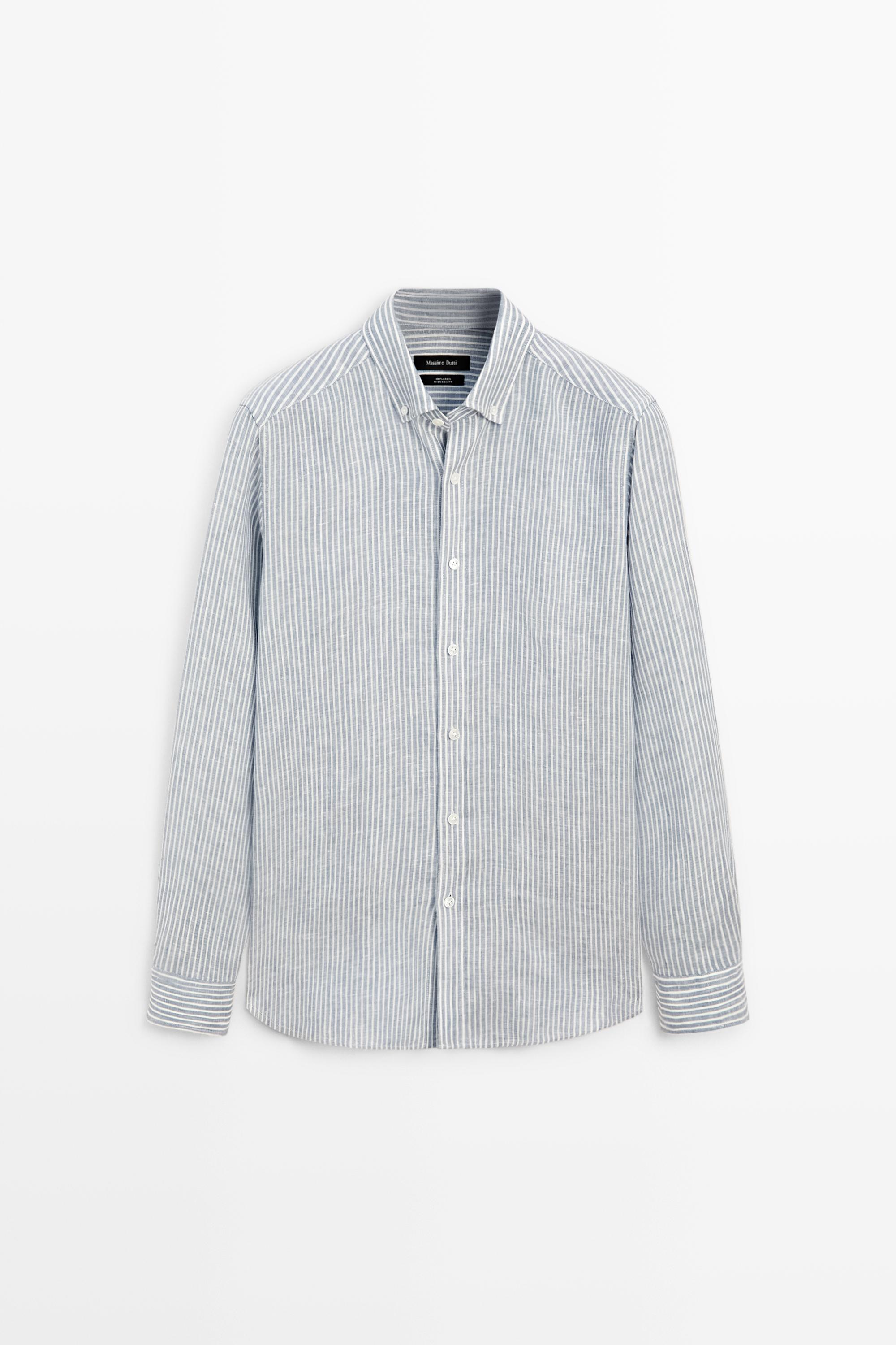 100% linen striped shirt