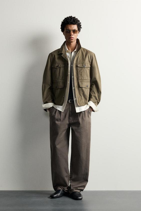 CROPPED FIT POCKET JACKET - Khaki by Zara - Image 0