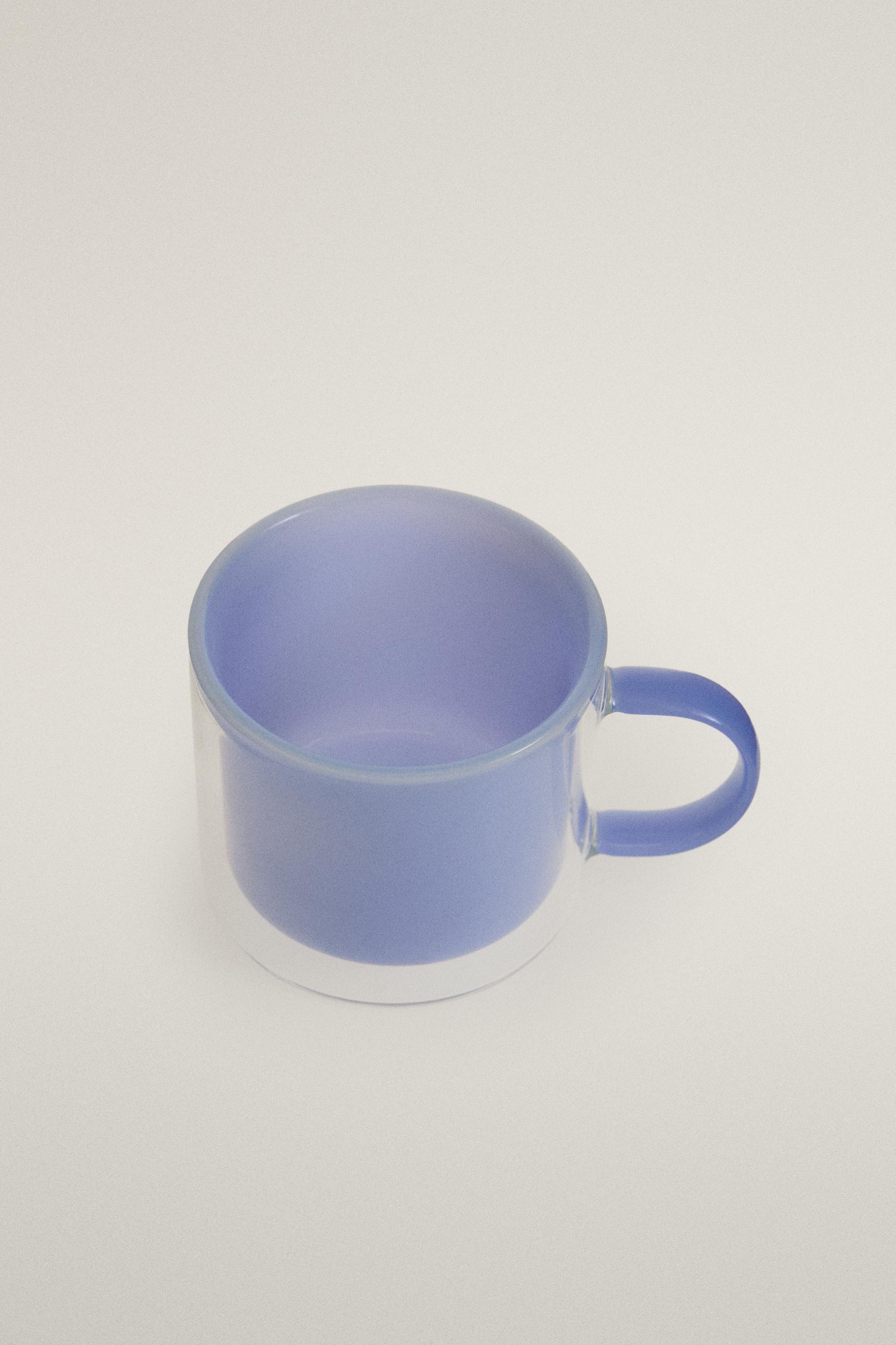 DOUBLE-WALLED BOROSILICATE GLASS MUG — Blue (alternate view)