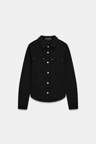 ПРИТАЛЕННАЯ РУБАШКА ИЗ КРЕПА — ЧЕРНЫЙ от Zara