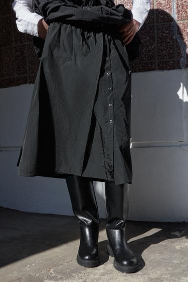 NYLON PAREO MIDI SKIRT - Black by Zara