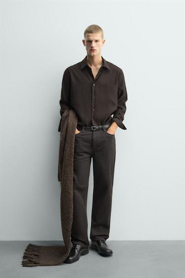 FLOWING SHIRT WITH POCKET - Brown by Zara