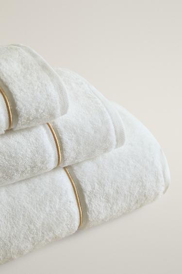 SCALLOPED EMBROIDERED BATH TOWEL — Beige 2