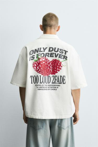 Zara TEXTURED PRINT SHIRT - White