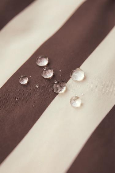 LIGHTWEIGHT STRIPED RAINCOAT - Ecru / Brown by Zara - Image 5