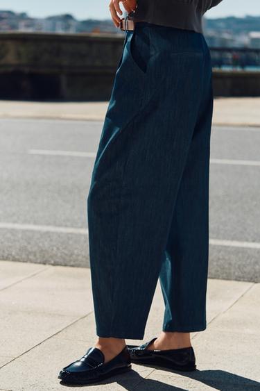 BAGGY-CHINOHOSE MIT GÜRTEL - Blau von Zara