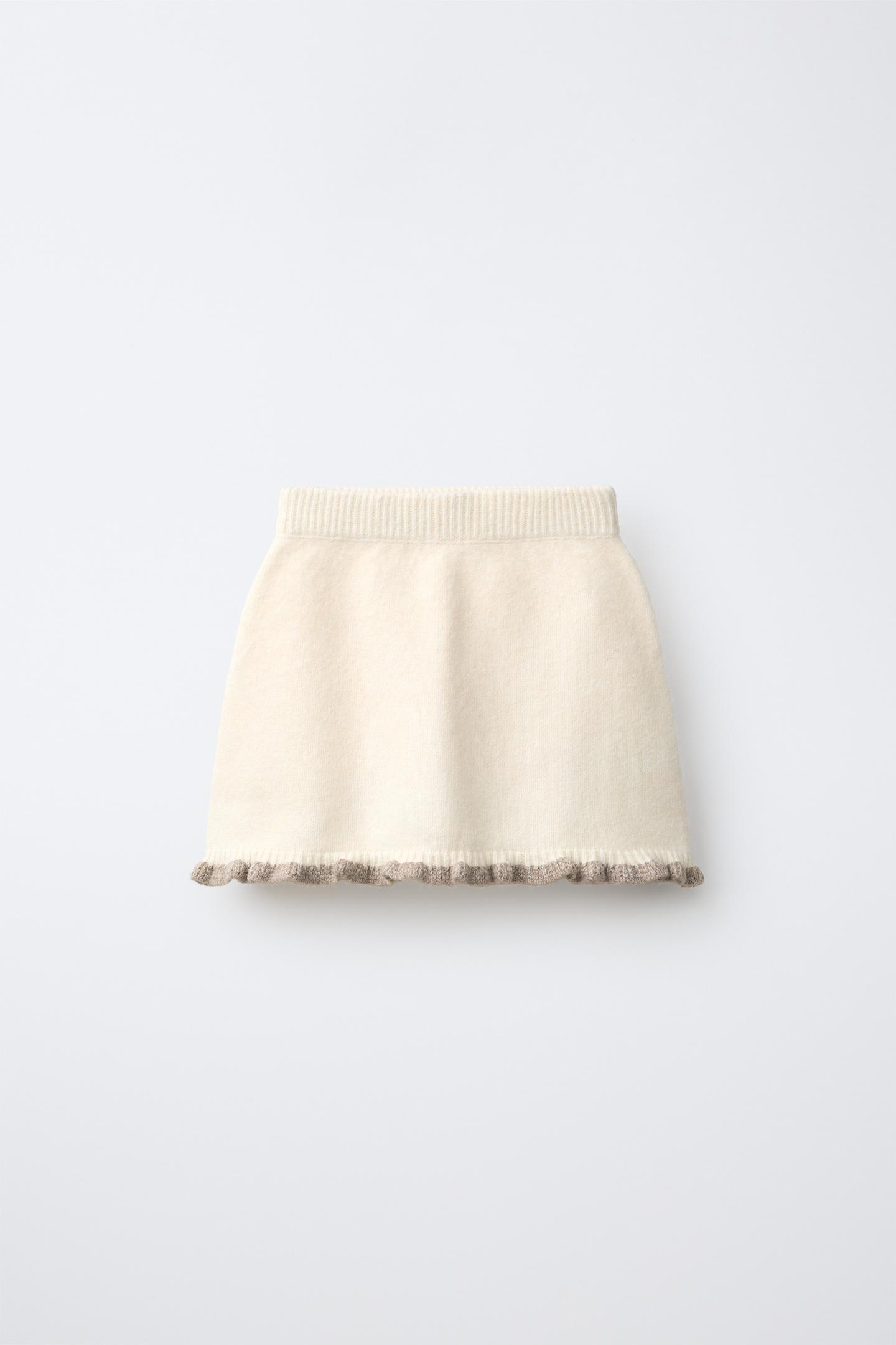 Детская юбка Zara Contrast Ruffle, цвет: Экрю — фото 2