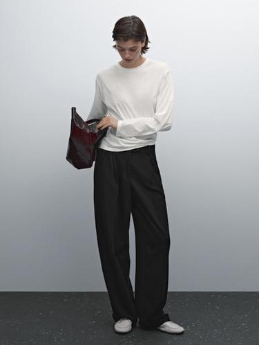 Zara Darted trousers with tab detail - Black - Image 0