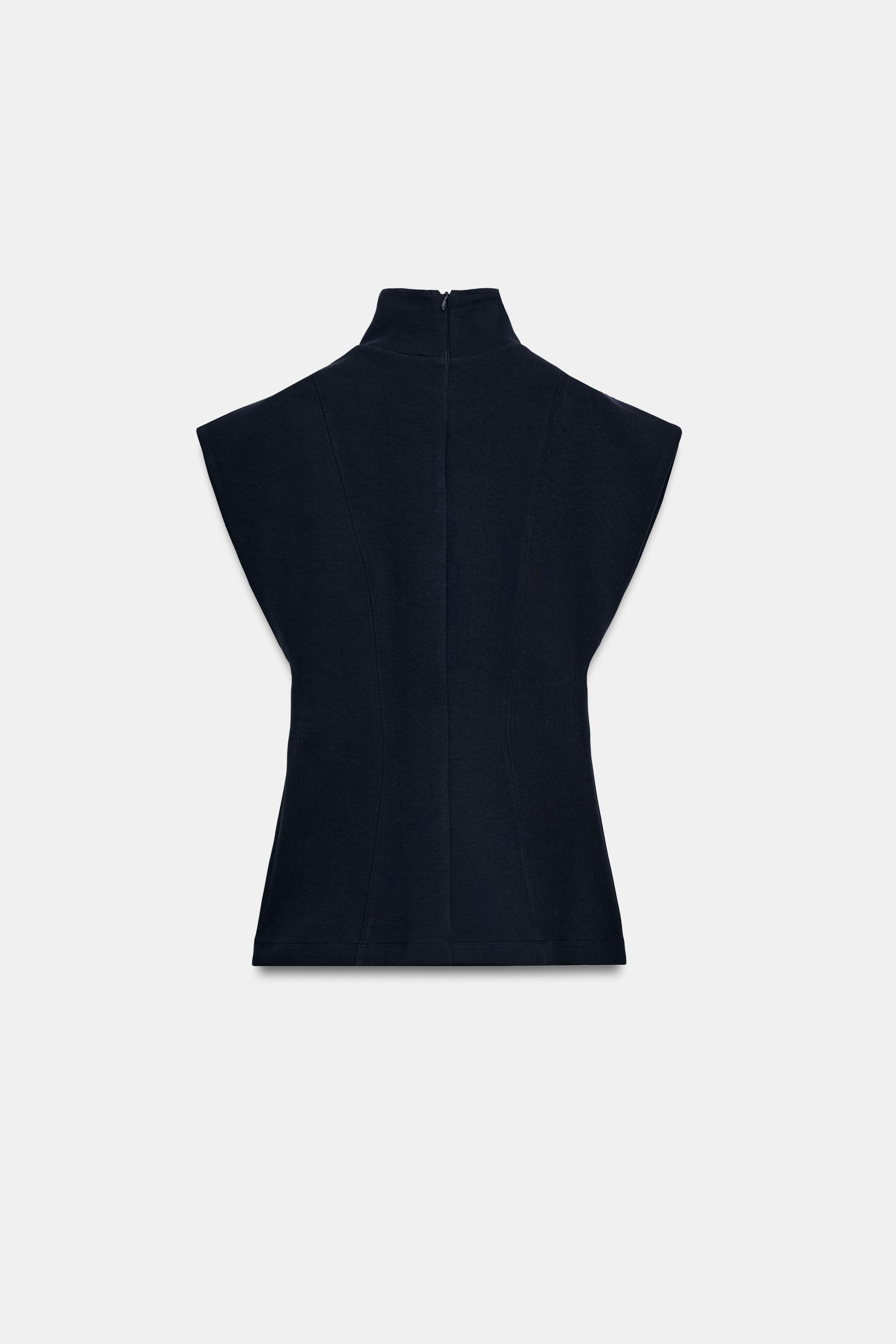 INTERLOCK MOCK-NECK TOP