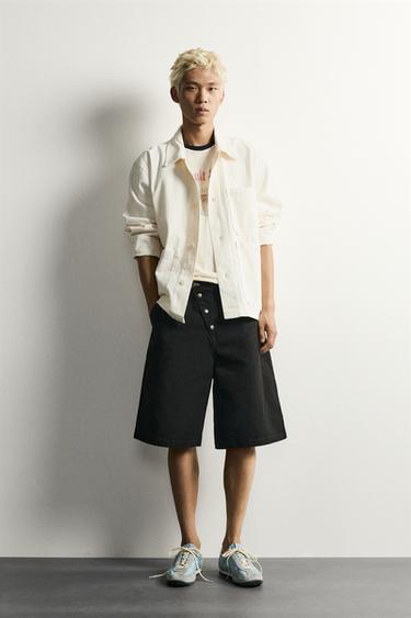Zara BAGGY FIT FIREMAN CLASP SHORTS - Black - Image 0