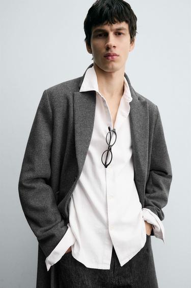 CASACO REGULAR FIT COM LÃ - Cinzento da Zara