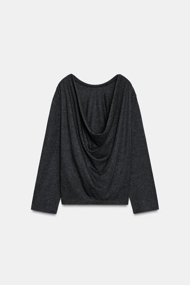 SOFT TOP WITH DRAPED BACK - Dark grey marl by Zara - Image 5