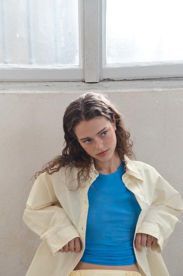 POPLIN OVERSIZE SHIRT - Light yellow by Zara - Image 6