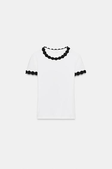 CAMISETA FORNITURA FLOR - Blanco de Zara