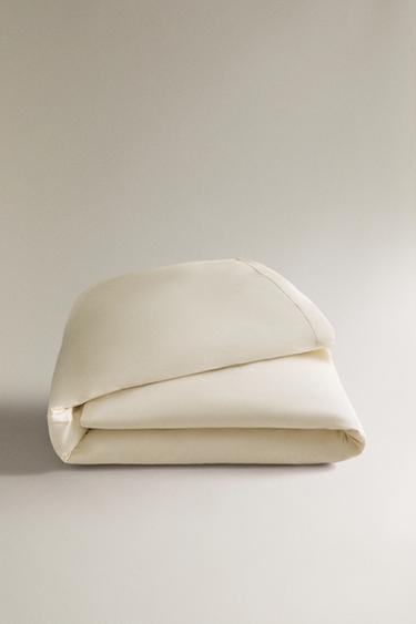 EMBROIDERED PERCALE DUVET COVER (200 THREAD COUNT) - Ecru by Zara - Image 4