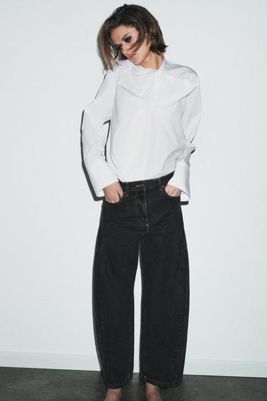 ZW COLLECTION ANKLE BALLOON MID-WAIST JEANS - Black by Zara - Image 3