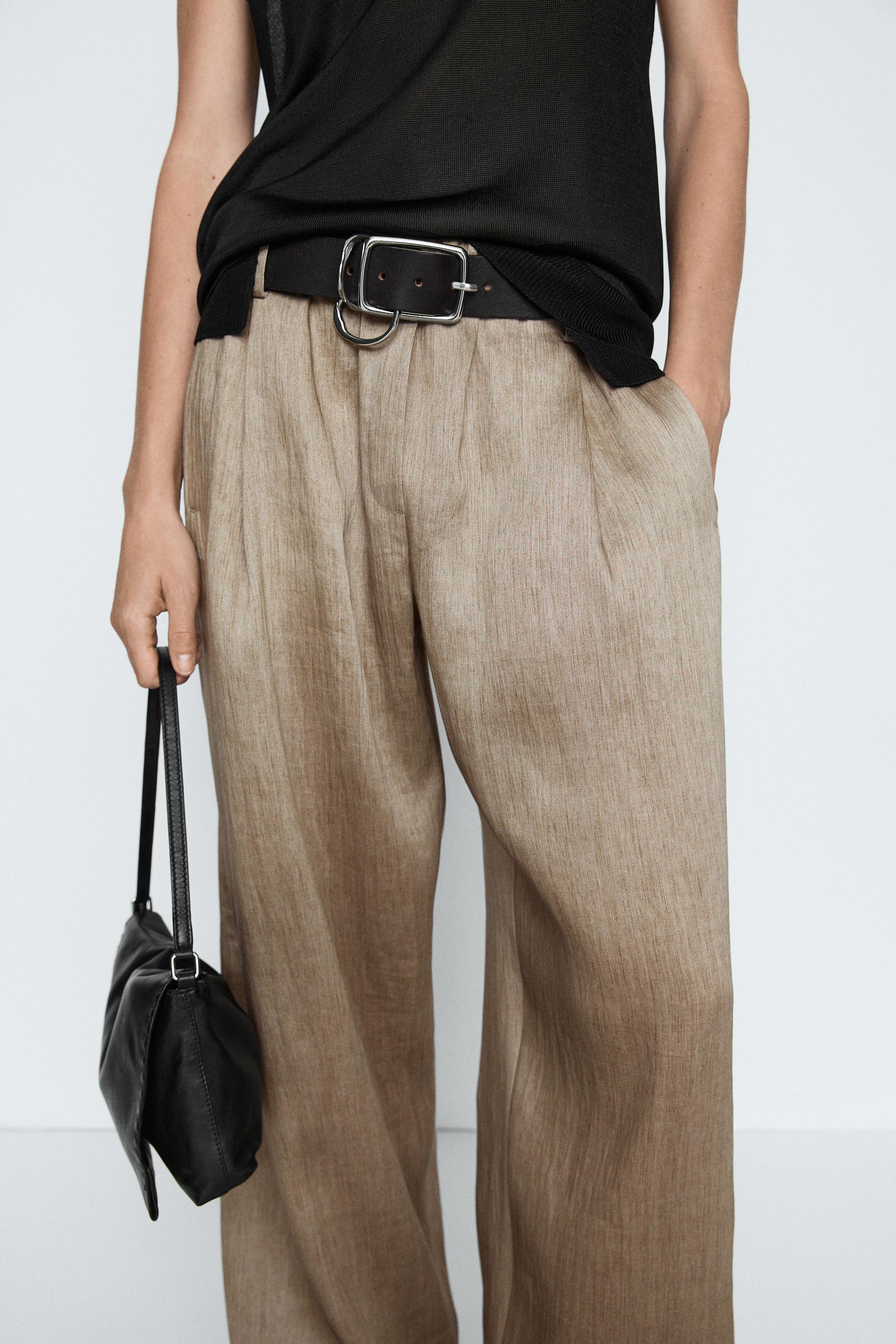 Satin pleated pants with elastic detail - STUDIO