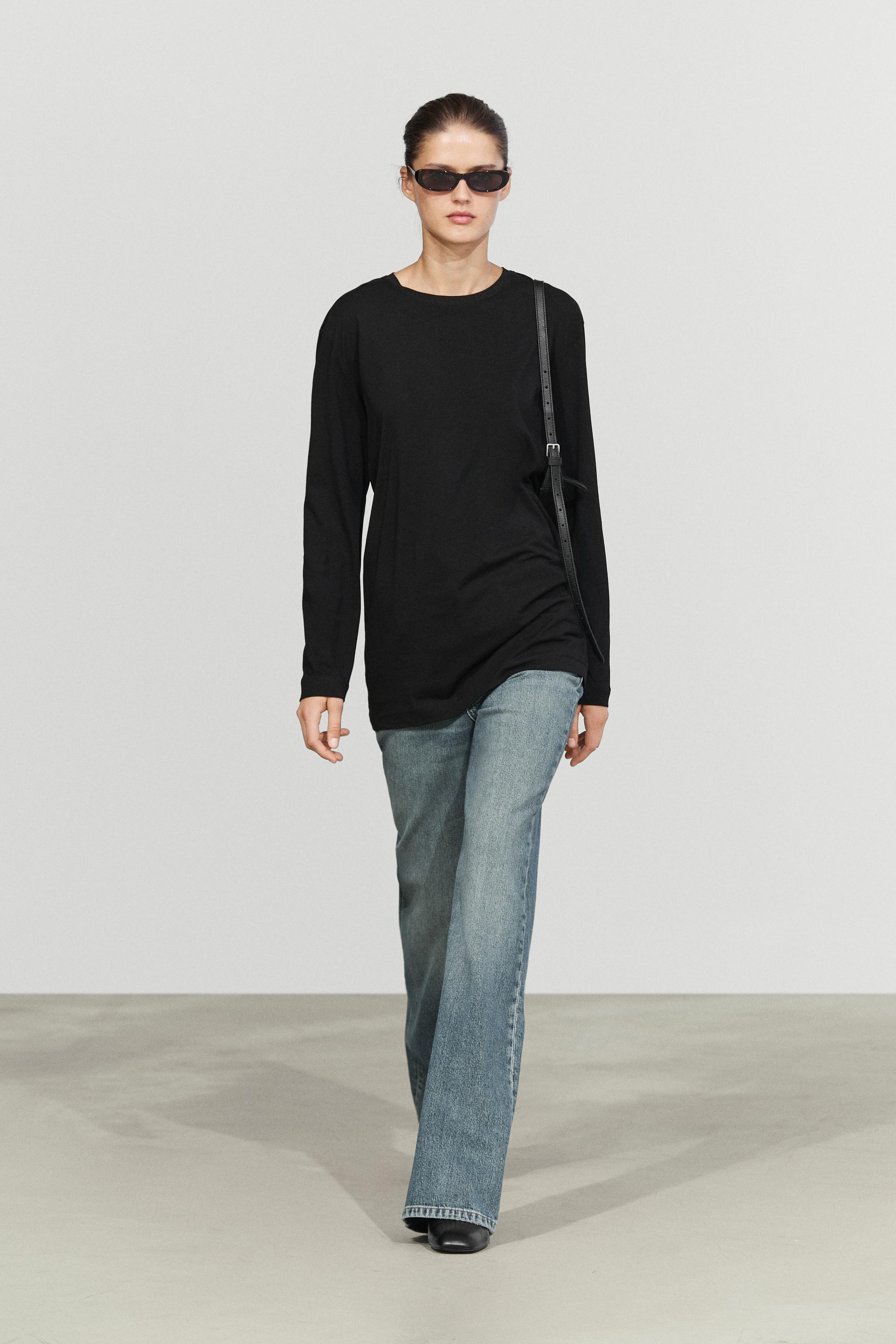 100% cotton long T-shirt with round neck