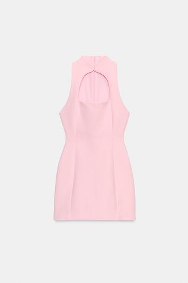 ROBE COURTE FENDUE - Rose clair de Zara