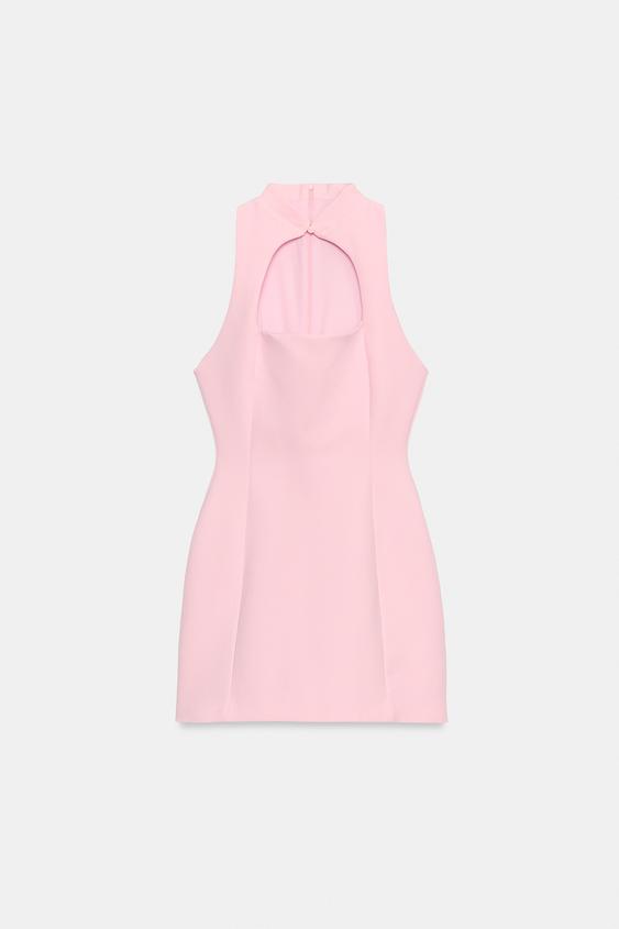 ROBE COURTE FENDUE - Rose clair de Zara - Image 5