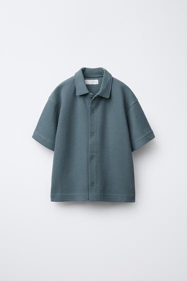 CAMISA DE MALHA COM TEXTURA - Cinzento / Azul da Zara
