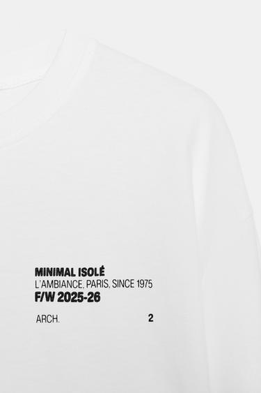 T-SHIRT INSCRIPTION MANCHES LONGUES - Blanc de Zara - Image 4