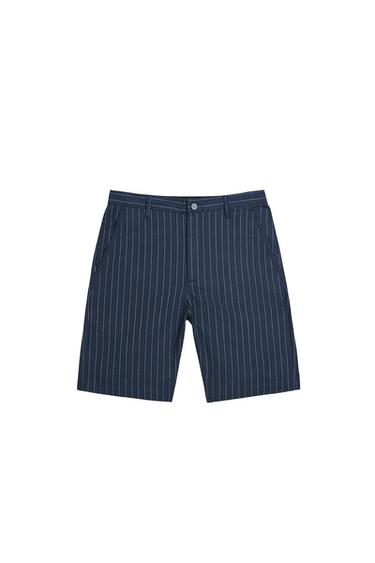 COTTON/LINEN TEXTURED BERMUDA SHORTS