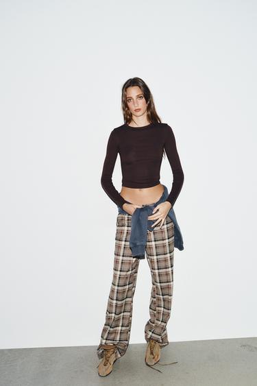 LONG SLEEVE T-SHIRT - Brown by Zara