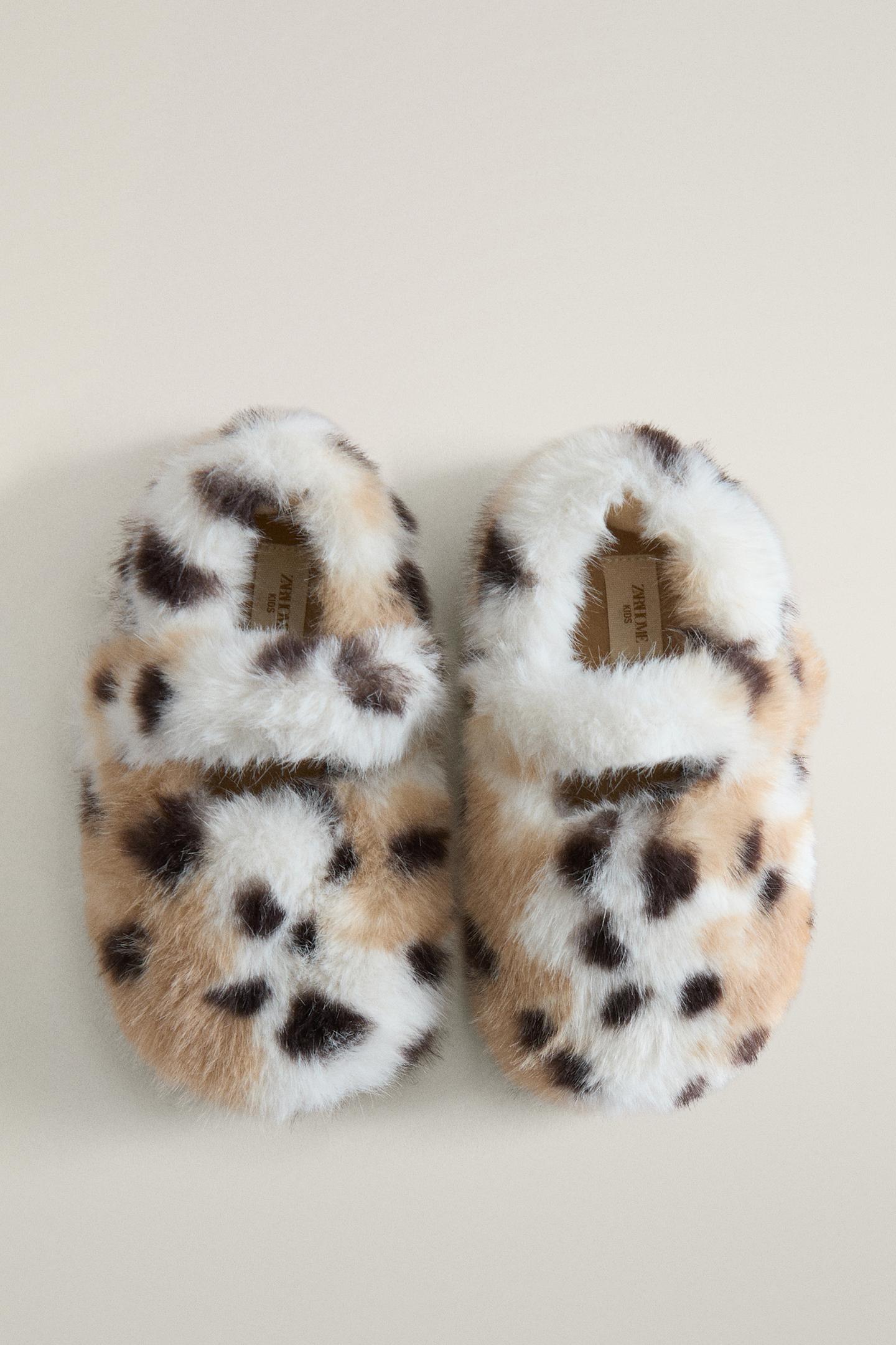 Детские тапочки Zara Faux Fur Slippers, цвет: Коричневый — фото 3
