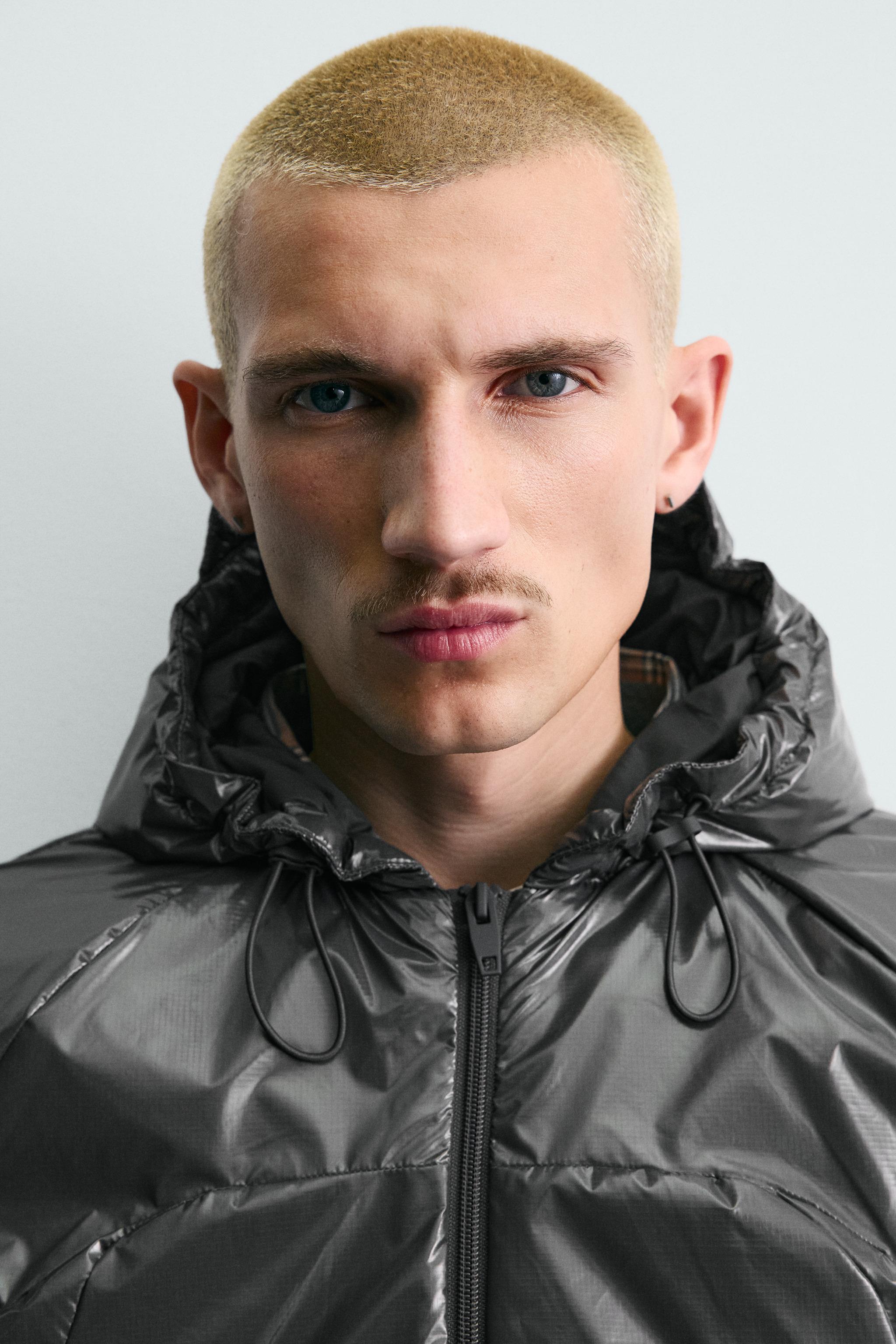 撥水加工入り光沢パフジャケット - ボルドー | ZARA Japan / 日本