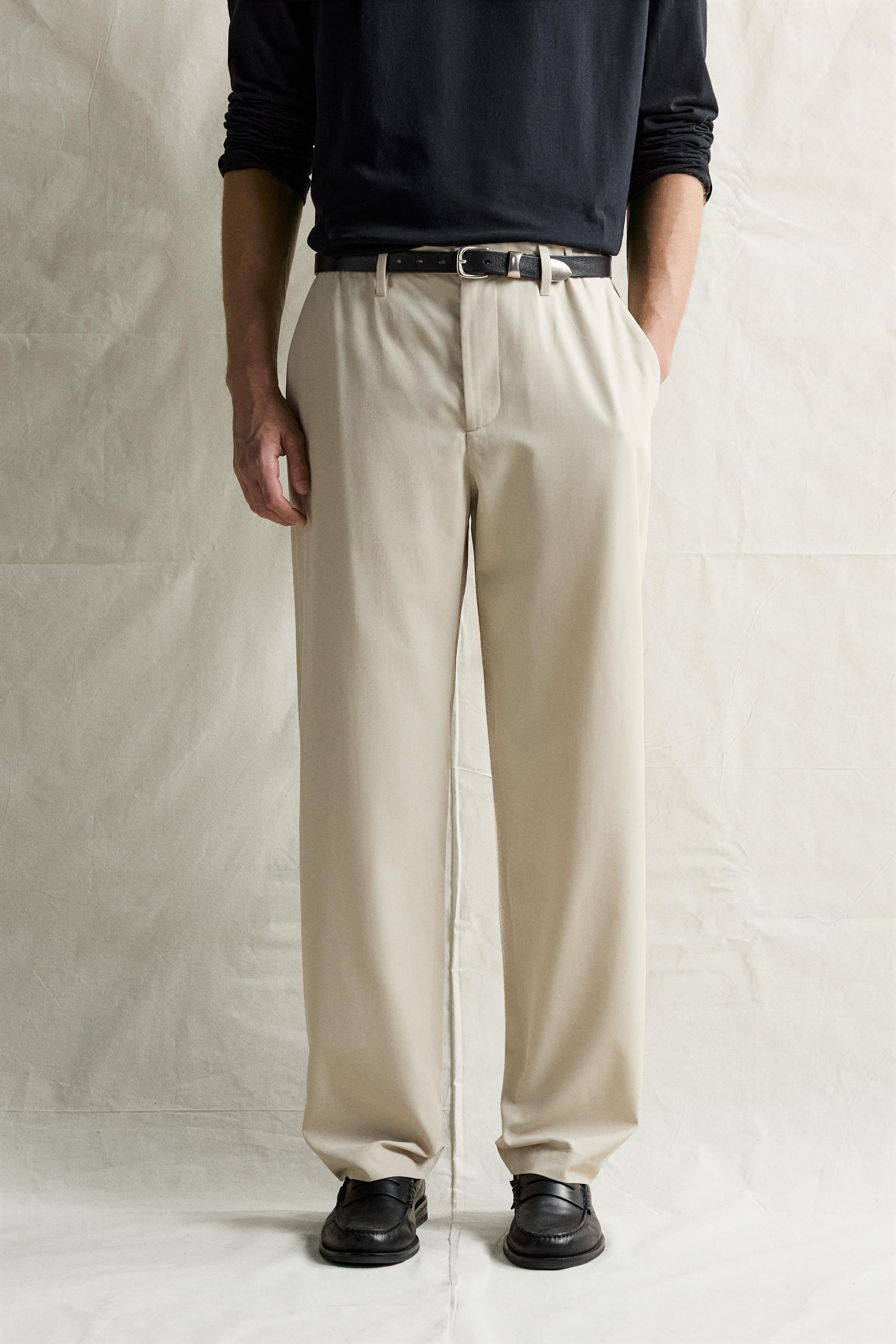 COMFORT RELAXED FIT PANTS — Ecru
