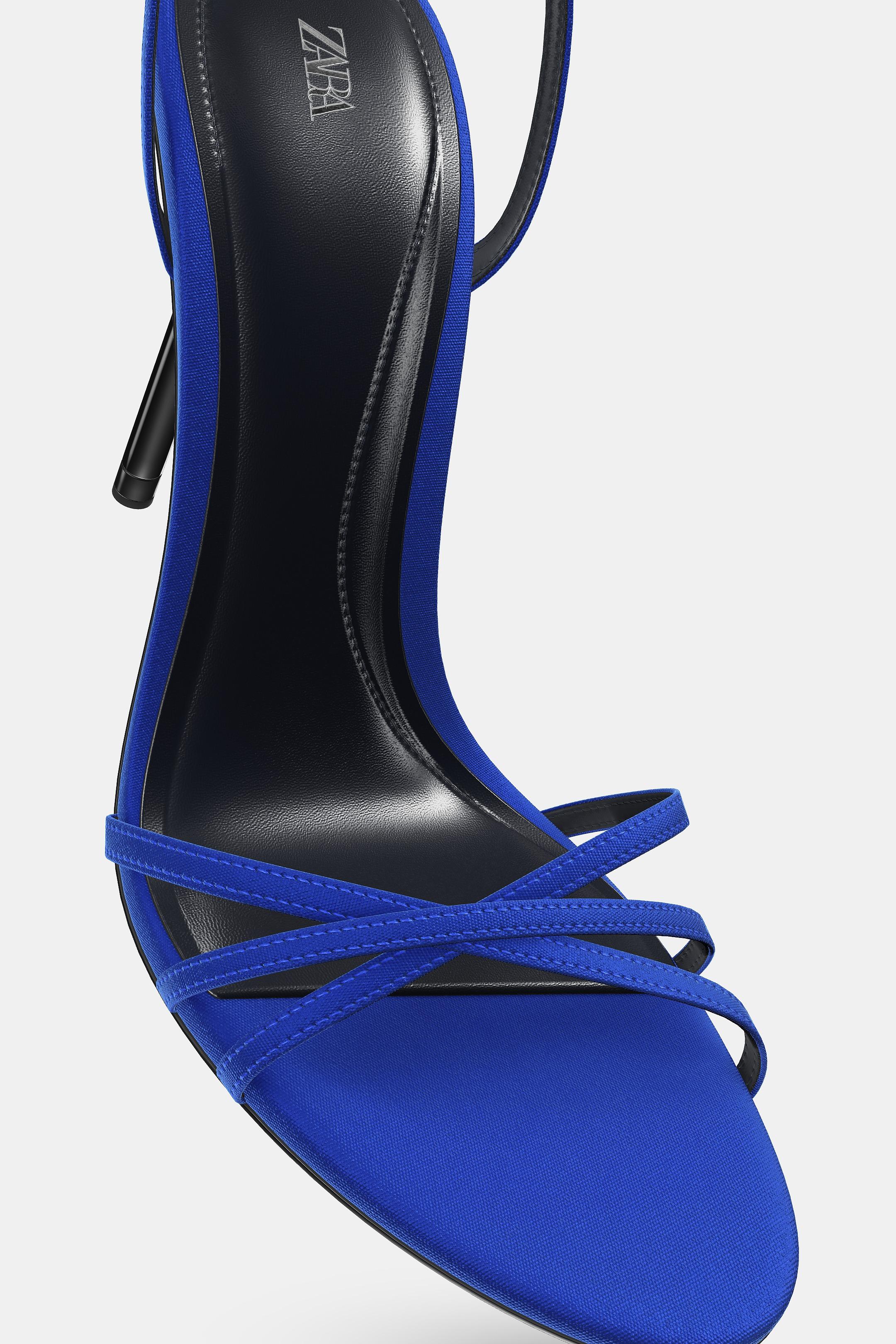 CRISS-CROSS STRAP HEELED SANDALS - Bluish | ZARA United States