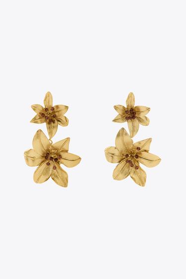 FLOWER EARRINGS - Golden by Zara