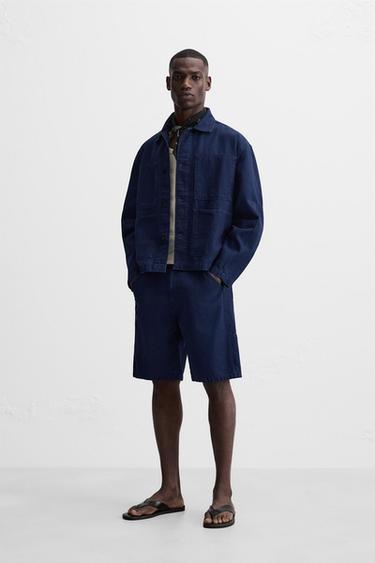 Zara DENIM POCKET SET - Ecru/Yellow