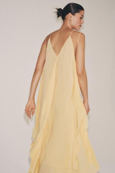 ZW COLLECTION LIMITED EDITION FLOWING DRESS WITH RUFFLES - Yellow by Zara