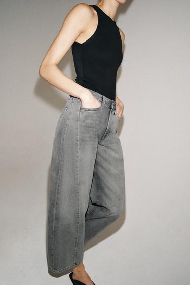 JEANS ZW COLLECTION ANKLE RELAXED TIRO MEDIO - Gris de Zara