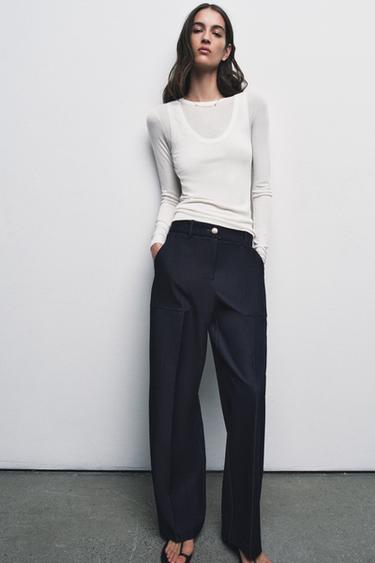 Zara İndigo - DİKİŞ DETAYLI STRAIGHT FIT PANTOLON