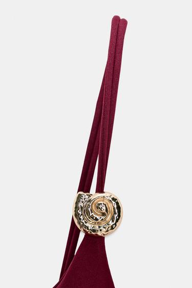 POLYAMIDE BODYSUIT WITH METALLIC TRIM - Burgundy by Zara - Image 5