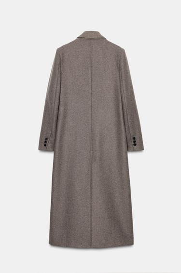 MANTEAU LONG À BOUTONNAGE CROISÉ - Vison foncé de Zara - Image 4
