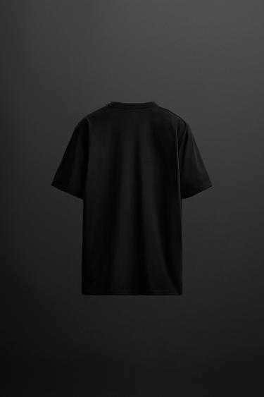 T-SHIRT D'ENTRAÎNEMENT EN MÉLANGE DE COTON - Noir de Zara - Image 1