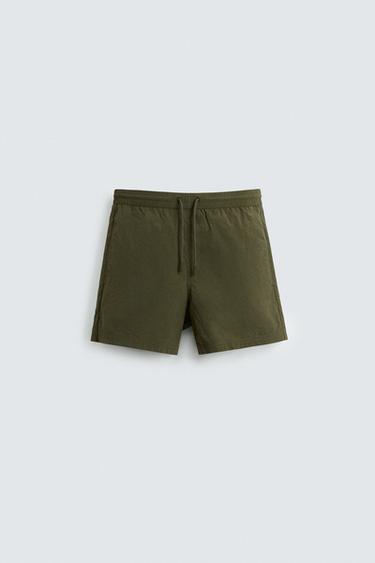 Zara BASIC MID-LENGTH SWIMSUIT - Khaki