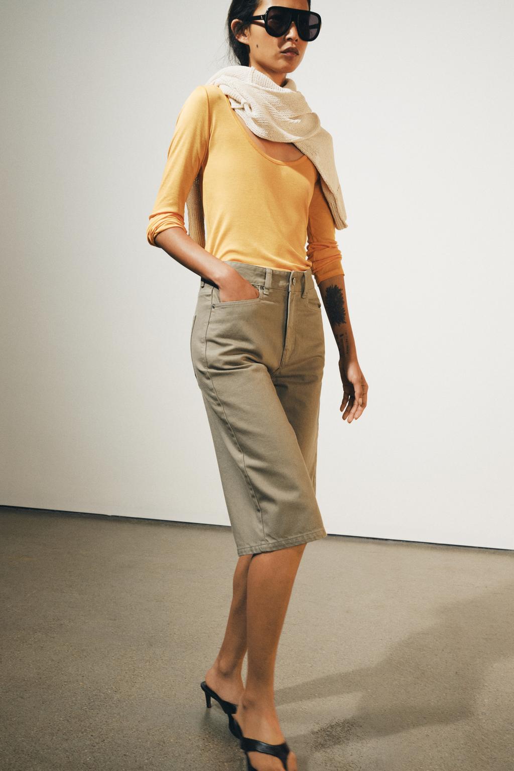 ZW COLLECTION MID-WAIST DENIM BERMUDA SHORTS