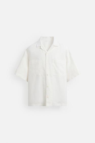 قميص 100% من الكتان - أبيض by Zara