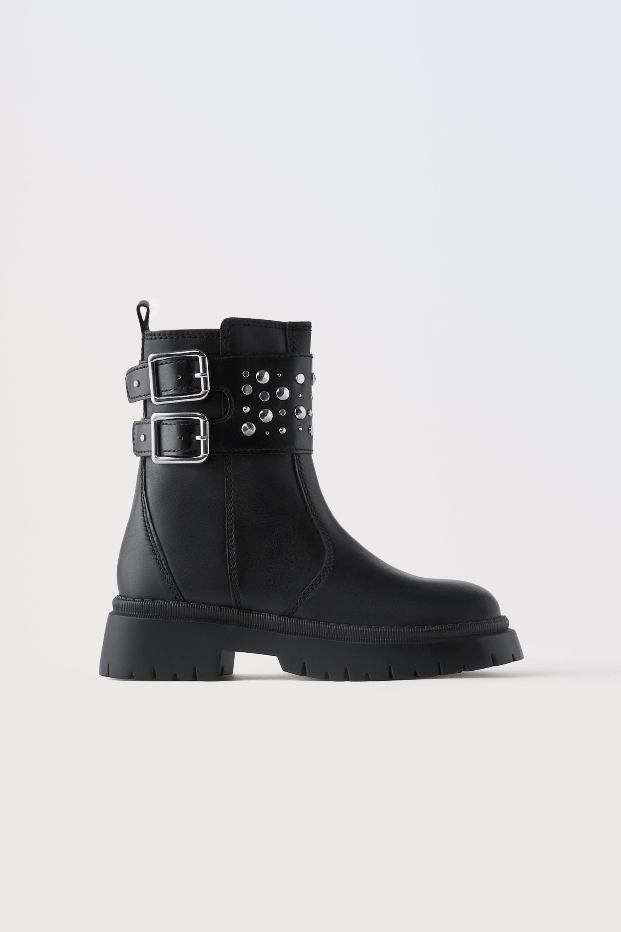 Zara black boots with hot sale pearls