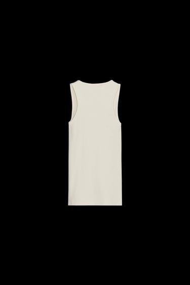 ÄRMELLOSES T-SHIRT AUS BAUMWOLLE UND MODAL - Butterfarben von Zara