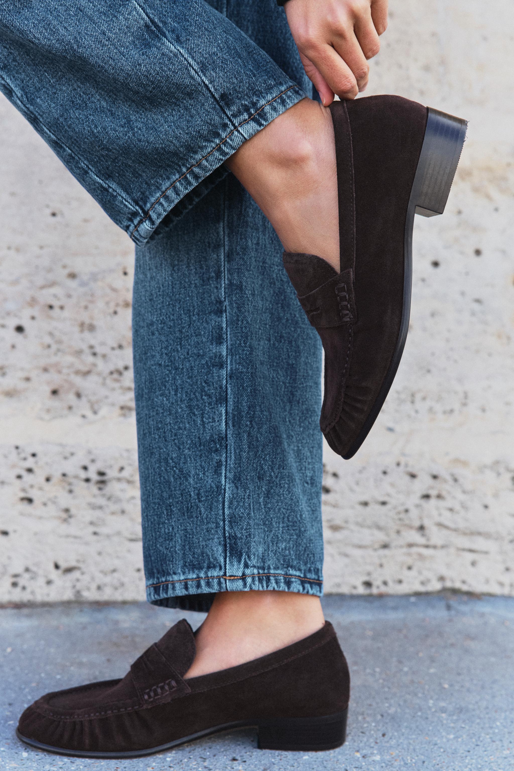 Gathered Suede Loafers by Zara
