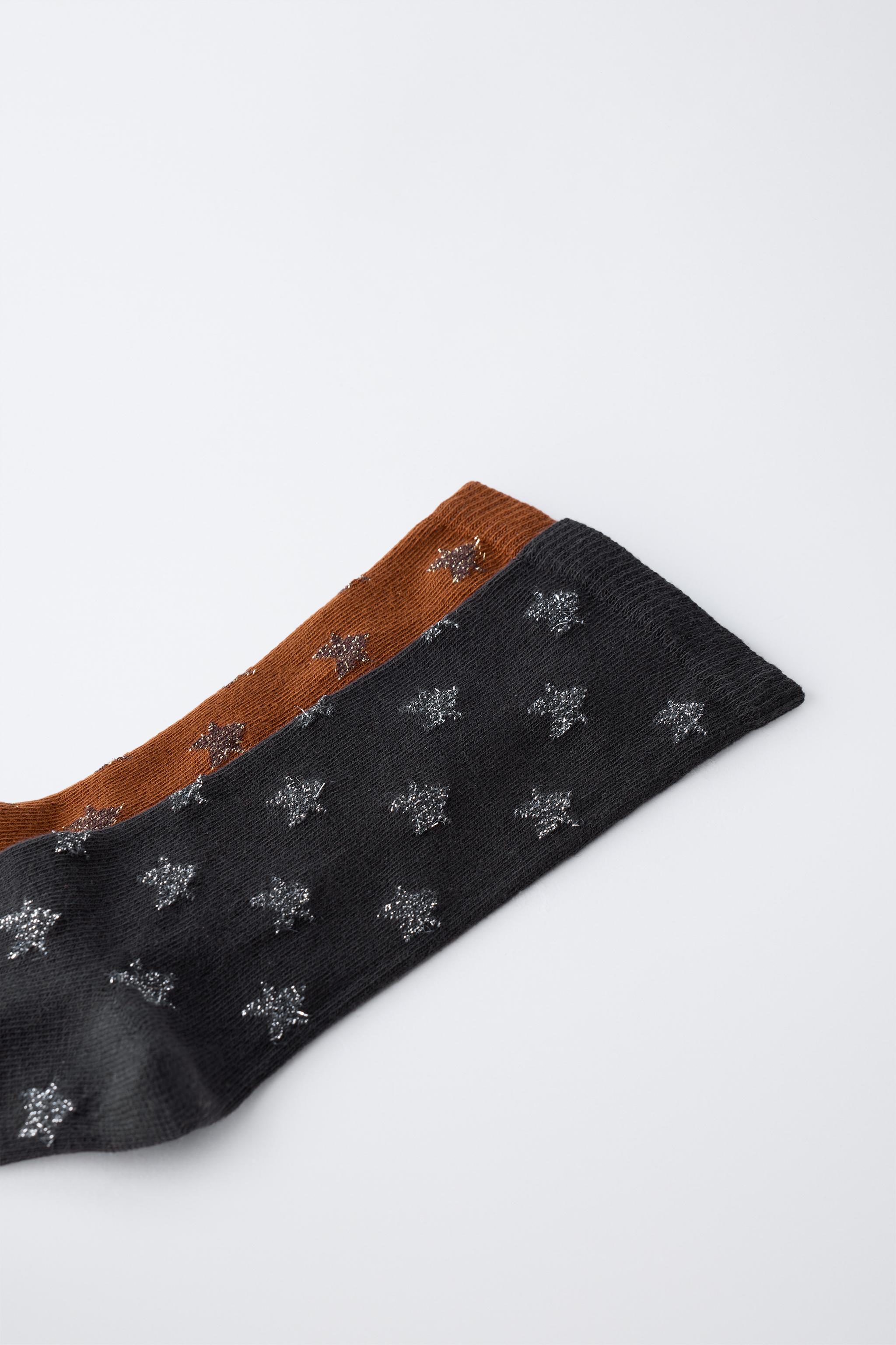 TWO-PACK OF LONG GLITTER STAR SOCKS